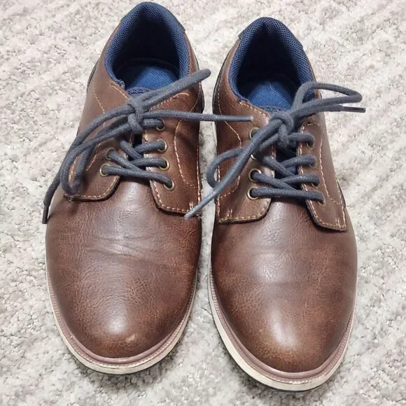 Mix No. 6 boy's youth Cole oxford dress shoes brown blue size 1 - Picture 4 of 10